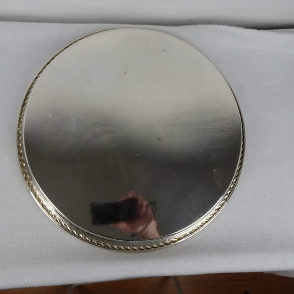 Vintage Silverplate Round Serving Tray 15 inch Diameter Reticulated - Picture 3 of 11